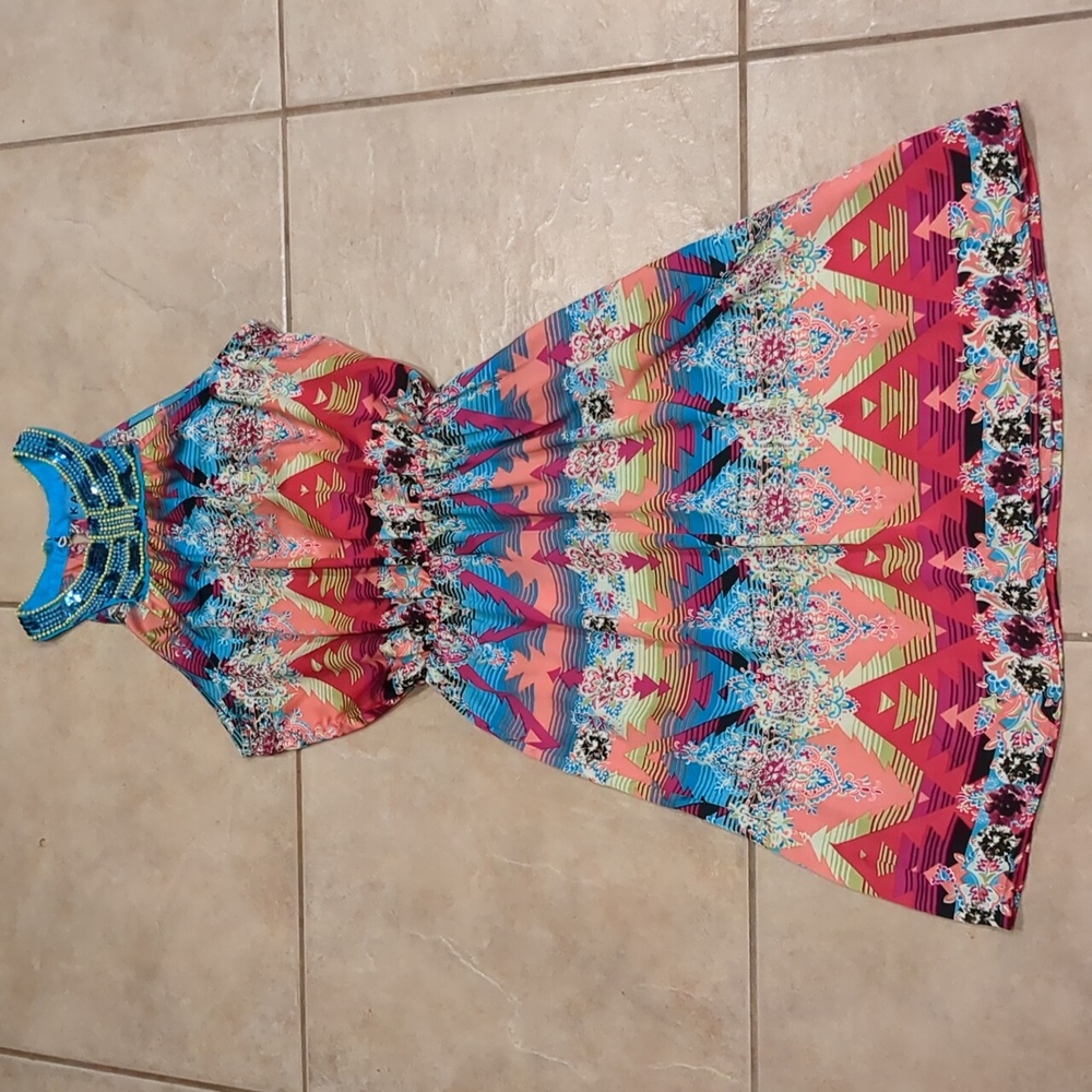 Anthropologie KAS Designs Colorful Boho Sleeveless Dress Size XS